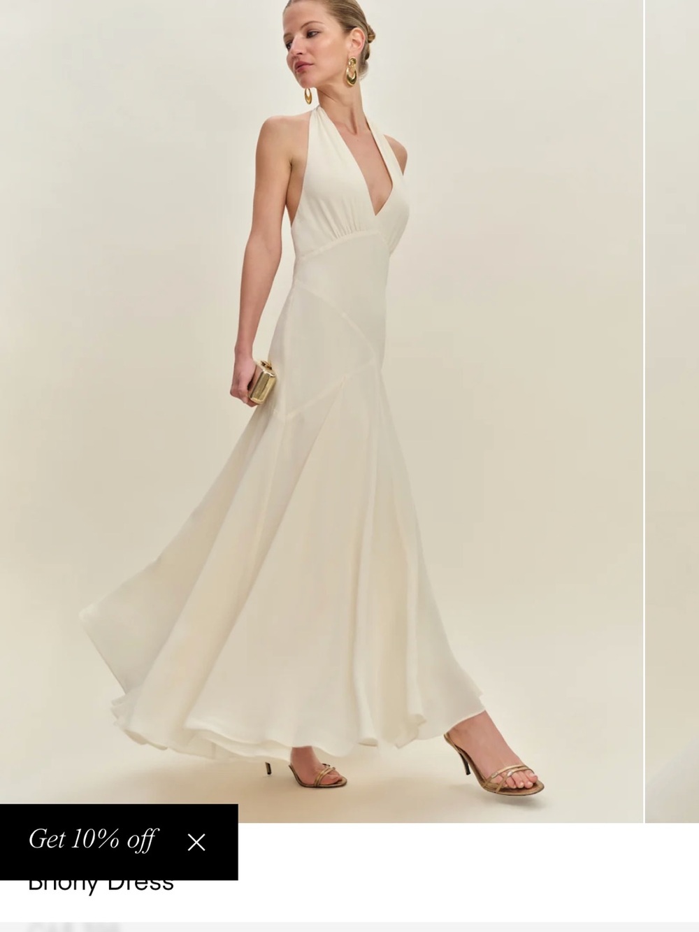 Reformation Cream Halter Backless Maxi Dress